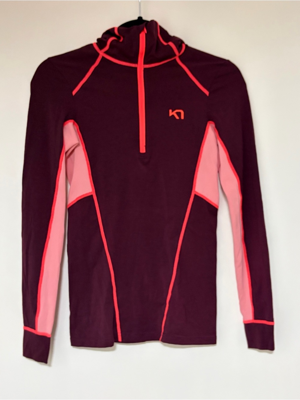 Kari Traa Women’s Burgundy/Pink Hooded Long Sleeve Top Size XS